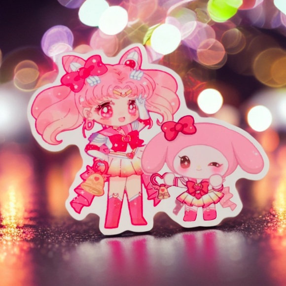 Sailor Moon x Sanrio SET OF 6 Stickers, Clear 3.5” Hello Kitty Kuromi Melody - Picture 4 of 9